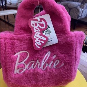 NEW limited edition Barbie pink faux fur purse w gold crossbody chain.